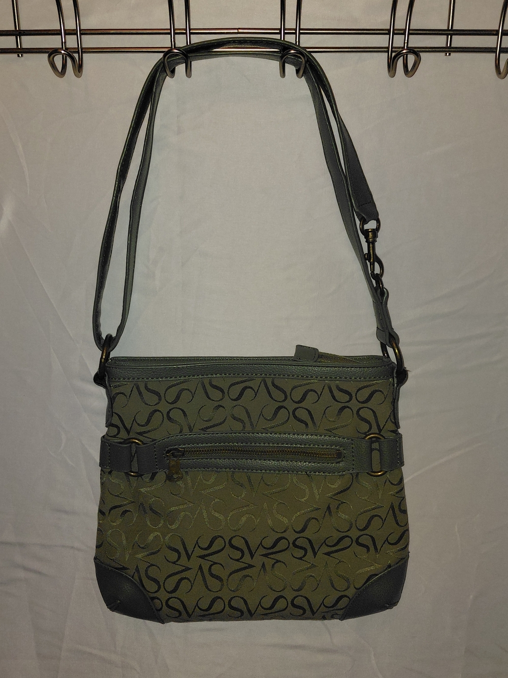 Simply Vera Vera Wang Olive Green and Black Patterned Crossbody Bag